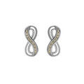Boucles d'oreille tige en argent rhodi&eacute;, motif infini avec oxydes couleur miel sertis Artemare