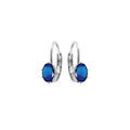 Boucles d'oreille en argent rhodi&eacute; oxyde bleu fonc&eacute; serti, fermoir dormeuse Artemare