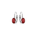 Boucles d'oreille en argent rhodi&eacute; oxyde rouge serti, fermoir dormeuse Artemare