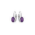 Boucles d'oreille en argent rhodi&eacute; oxyde violet serti, fermoir dormeuse Artemare