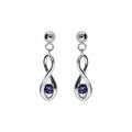 Boucles d'oreille tige en argent rhodi&eacute;, motif infini oxyde bleu fonc&eacute;