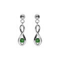 Boucles d'oreille sur Artemare : Boucles d'oreille tige en argent rhodi&eacute;, motif infini oxyde vert fonc&eacute;