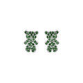 Boucles d'oreille sur Artemare : Boucles d'oreille tige en argent ourson oxydes verts