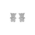 Boucles d'oreille tige en argent ourson oxydes blancs