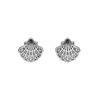 Boucles d'oreille tige en argent rhodi&eacute;, coquille Saint-Jacques de Compostelle oxydes blancs sertis
