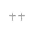 Boucles d'oreille tige en argent rhodi&eacute; forme croix avec oxydes blancs sertis Artemare