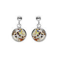 Boucles d'oreille en argent rhodi&eacute; pastille 10mm Murano v&eacute;ritable bor&eacute;ale