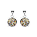 Boucles d'oreille sur Artemare : Boucles d'oreille en argent rhodi&eacute; pastille 10mm Murano v&eacute;ritable bor&eacute;ale multicolore