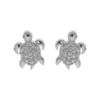 Boucles d'oreille tige, argent rhodi&eacute; puce tortue avec oxydes blancs