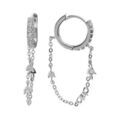 Boucles d'oreille sur Artemare : Cr&eacute;oles en argent rhodi&eacute; oxydes blancs et cha&icirc;nette avec oxydes blancs
