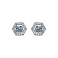 Boucles d'oreille tige en argent rhodi&eacute; oxyde bleu ciel et contour oxydes blancs Artemare