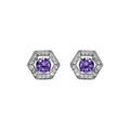 Boucles d'oreille sur Artemare : Boucles d'oreille tige en argent rhodi&eacute; oxyde violet et contour oxydes blancs