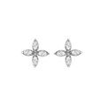 Boucles d'oreille sur Artemare : Boucles d'oreille tige en argent rhodi&eacute; forme fleur avec oxydes blancs serti