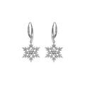 Boucles d'oreille flocon de neige, argent rhodi&eacute;, dormeuse, r&eacute;glable de 42 &agrave; 45cm