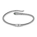 Bracelets sur Artemare : Bracelet en argent massif serpent articul&eacute; oxydes blancs et yeux oxydes verts diam&egrave;tre 60mm