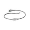 Bracelets sur Artemare : Bracelet en argent rhodi&eacute; massif, serpent articul&eacute; avec oxydes blancs et yeux oxydes verts 60mm