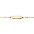 Gourmette b&eacute;b&eacute; plaque ovale argent et dorure jaune, r&eacute;sine multicolore d&eacute;grad&eacute; rose vert, r&eacute;glable de 13cm &agrave; 15cm Artemare