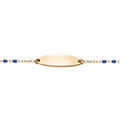 Gourmettes sur Artemare : Gourmette b&eacute;b&eacute; plaque ovale argent et dorure jaune, r&eacute;sine multicolore d&eacute;grad&eacute; bleu, r&eacute;glable de 13cm &agrave; 15cm