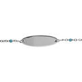 Gourmette b&eacute;b&eacute; plaque ovale argent rhodi&eacute;, r&eacute;sine bleu turquoise, r&eacute;glable de 13cm &agrave; 15cm Artemare