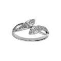 Bague en argent rhodi&eacute; serpent double avec oxydes blancs