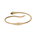 Bracelets sur Artemare : Bracelet en plaqu&eacute; or serpent articul&eacute; avec oxydes blancs et yeux oxydes verts 60mm