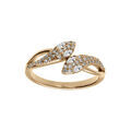 Bague plaqu&eacute; or serpent double t&ecirc;te orn&eacute;e d'oxydes blancs Artemare