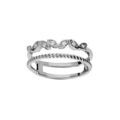 Bague en argent rhodi&eacute; double avec une torsade fine et un rang d'oxydes blancs sertis Artemare
