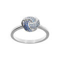 Bague en argent rhodi&eacute; avec trois rubans d&eacute;grad&eacute;s d'oxydes bleu Artemare