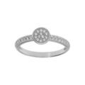 Bague en argent platin&eacute; de forme ronde avec oxydes blancs sertis