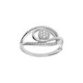 Bague en argent platin&eacute; avec volute d'oxydes blancs sertis Artemare
