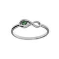 Bague en argent rhodi&eacute; motif infini avec un oxyde vert fonc&eacute; Artemare