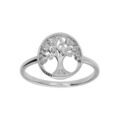 Bague en argent rhodi&eacute; motif arbre de vie et contour perl&eacute; d'oxydes blancs Artemare