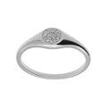 Chevali&egrave;re femme en argent platin&eacute; de forme ronde pav&eacute;e d'oxydes blancs sertis Artemare