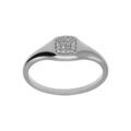 Chevali&egrave;re femme en argent platin&eacute;de forme carr&eacute; pav&eacute;e d'oxydes blancs sertis