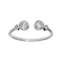 Bague en argent rhodi&eacute; ouverte avec deux oxydes blancs sertis clos Artemare
