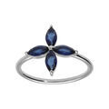 Bague en argent rhodi&eacute; en forme de fleur en verre bleu fonc&eacute; Artemare