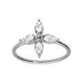 Bague en argent rhodi&eacute; forme de fleur en verre Artemare