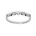 Bague en argent rhodi&eacute; avec coeurs lisses et coeurs d'oxydes blancs Artemare