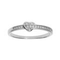 Bagues sur Artemare : Bague en argent rhodi&eacute; avec coeur et rail serti d'oxydes blancs