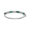 Bague en argent rhodi&eacute; motif rectangle avec oxydes verts et blancs Artemare
