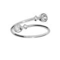 Bague en argent rhodi&eacute; ouverte spirale avec deux oxydes blancs serti clos