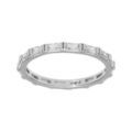 Bague en argent rhodi&eacute; motif rectangle avec oxydes blancs
