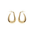 Cr&eacute;oles en acier PVD dor&eacute; longue goutte lisse hauteur 34mm