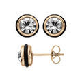 Boucles d'oreille tige acier et PVD dor&eacute; rondes oxyde blanc