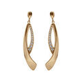 Boucles d'oreille sur Artemare : Boucles d'oreille en plaqu&eacute; or, deux branches avec oxydes blancs sertis