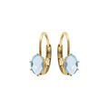 Boucles d'oreille en plaqu&eacute; or oxyde bleu ciel serti, fermoir dormeuse