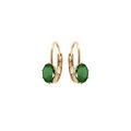 Boucles d'oreille en plaqu&eacute; or oxyde vert serti, fermoir dormeuse