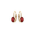 Boucles d'oreille en plaqu&eacute; or oxyde rouge serti, fermoir dormeuse