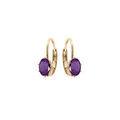 Boucles d'oreille en plaqu&eacute; or oxyde violet serti, fermoir dormeuse Artemare