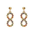 Boucles d'oreille sur Artemare : Boucles d'oreille tige plaqu&eacute; or pendantes motif infini multi couleurs